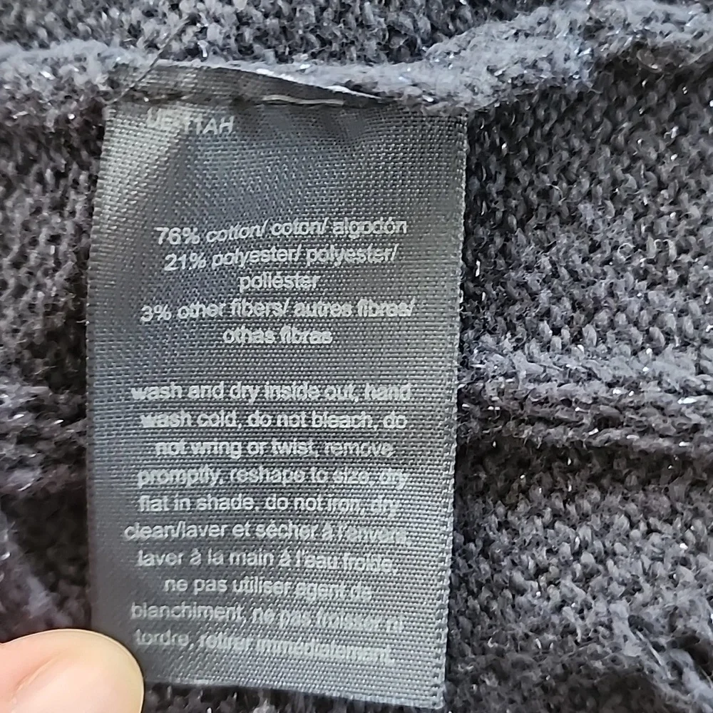 Tommy Hilfiger Womens Plus Metalic Blue Cotton Open Front Cardigan - Size 1X - Picture 6 of 7